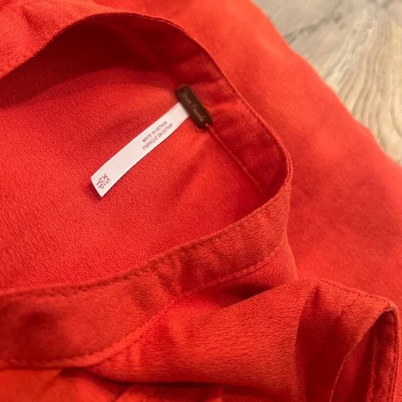 EUC. ✵☽Free People☾✵ Orange <So Fine> Surplice Choker Sleeveless Blouse Top | XS - Picture 5 of 13